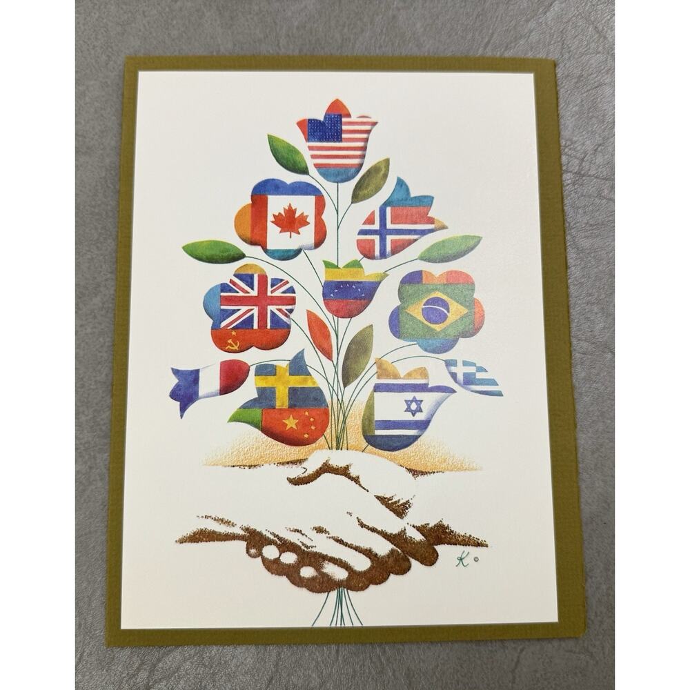 Vintage 1981 Holiday New Year Cards Brotherhood Nations Peace American Artists